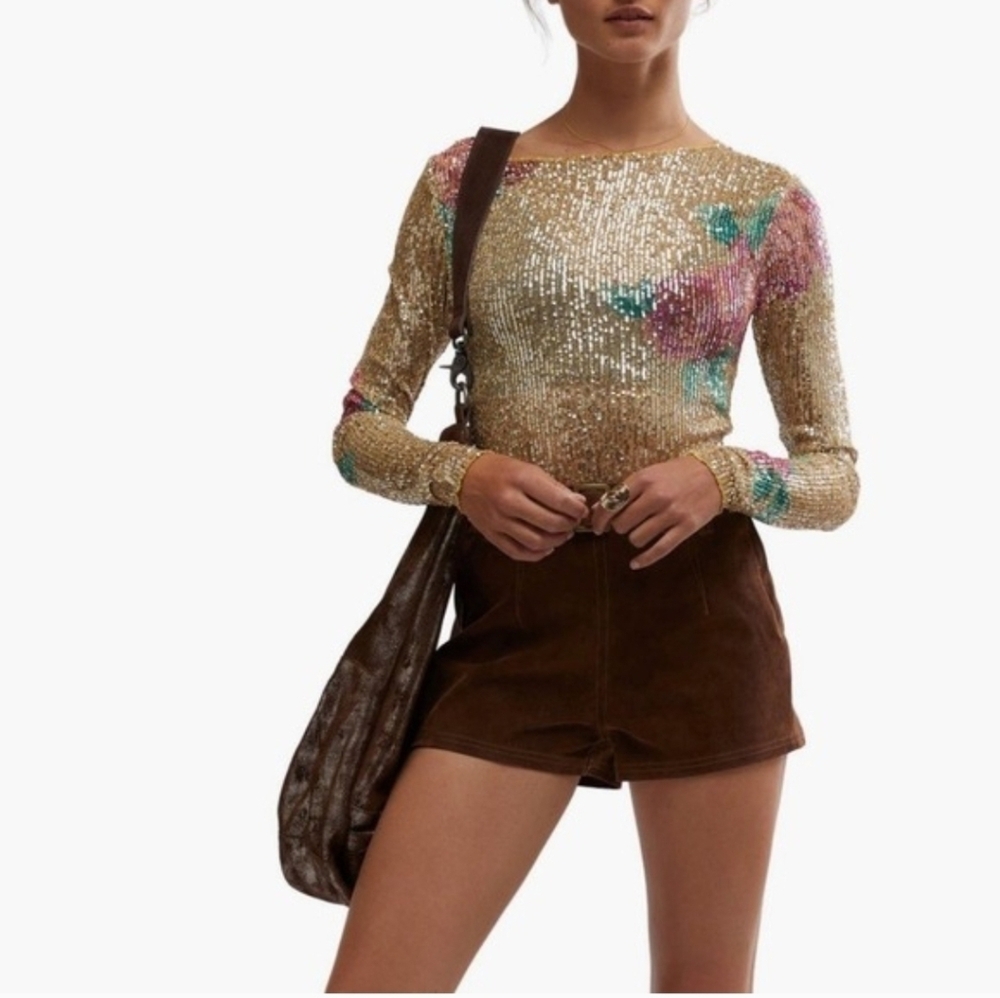 NWT Free People Intimately Free People Gold Rush Sequin Top Size Medium